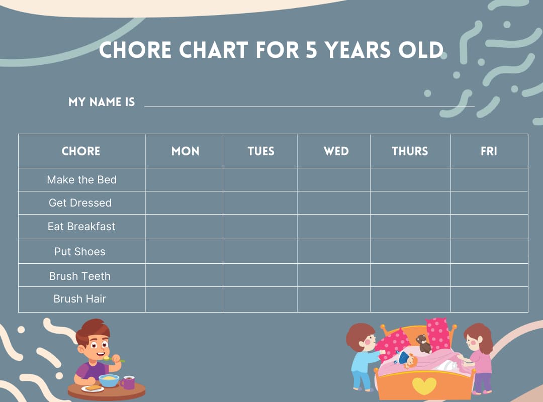 Chore chart for 5 years old