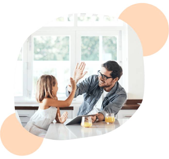 Dad and daughter doing high five